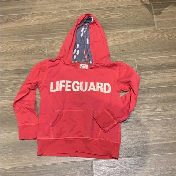 Peek Lifeguard Boys Pink Long Sleeve Hoodie Sweater Size 4-5 - Picture 1 of 4